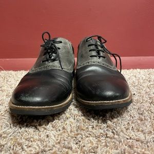 Black and grey dress shoes.